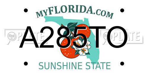 A285TO Florida License Plate