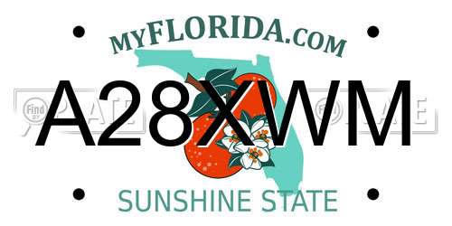 A28XWM Florida License Plate