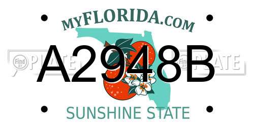 A2948B Florida License Plate