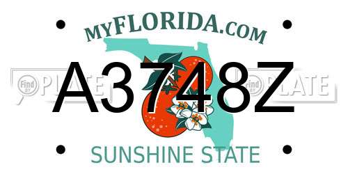 A3748Z Florida License Plate