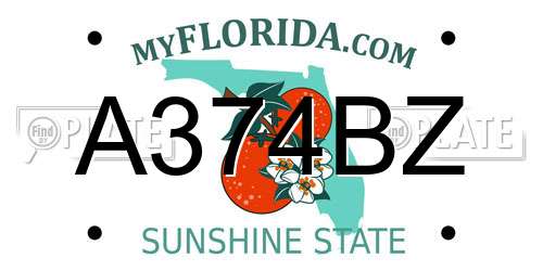 A374BZ Florida License Plate