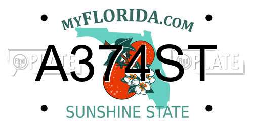 A374ST Florida License Plate
