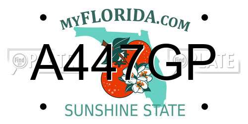 A447GP Florida License Plate