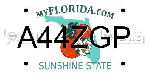 A44ZGP Florida License Plate