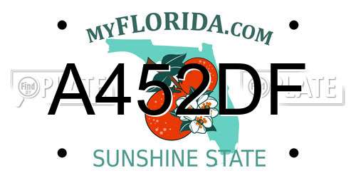 A452DF Florida License Plate