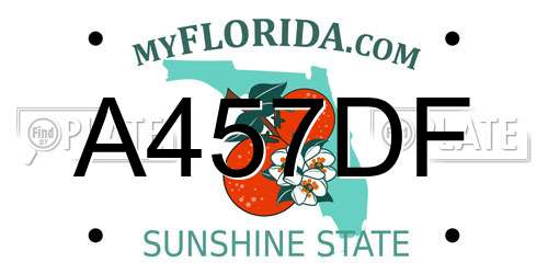 A457DF Florida License Plate