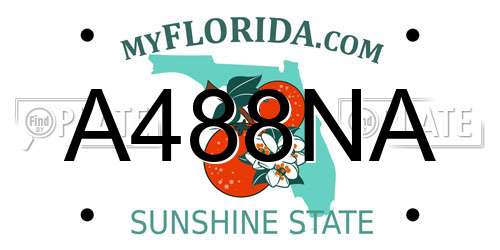 A488NA Florida License Plate