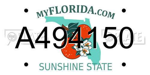A494150 Florida License Plate
