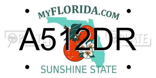 A512DR Florida License Plate