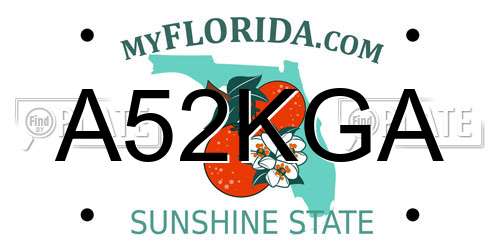 A52KGA Florida License Plate