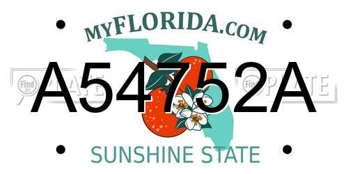 A54752A Florida License Plate
