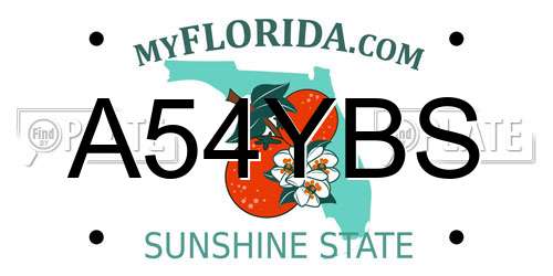 A54YBS Florida License Plate