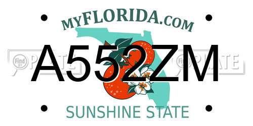 A552ZM Florida License Plate