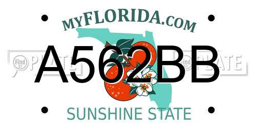 A562BB Florida License Plate