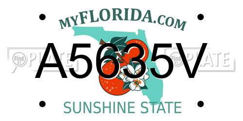 A5635V Florida License Plate