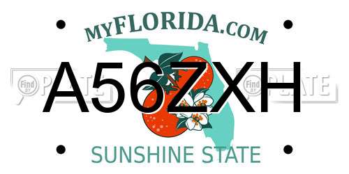 A56ZXH Florida License Plate