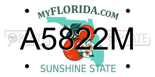 A5822M Florida License Plate