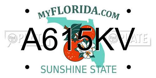 A615KV Florida License Plate