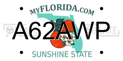 A62AWP Florida License Plate