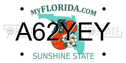 A62YEY Florida License Plate