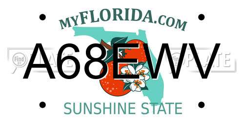 A68EWV Florida License Plate