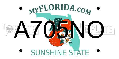 A705NO Florida License Plate