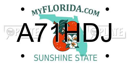 A71HDJ Florida License Plate