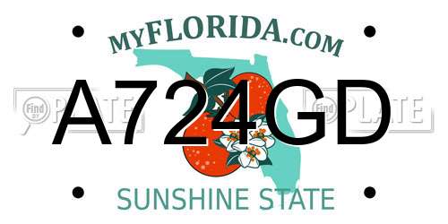 A724GD Florida License Plate