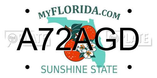 A72AGD Florida License Plate