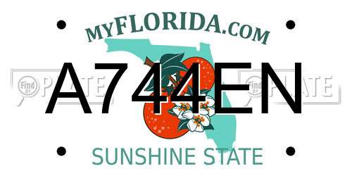 A744EN Florida License Plate