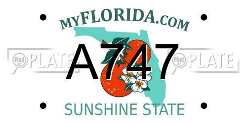 A747 Florida License Plate