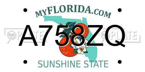 A758ZQ Florida License Plate