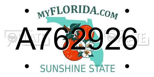 A762926 Florida License Plate