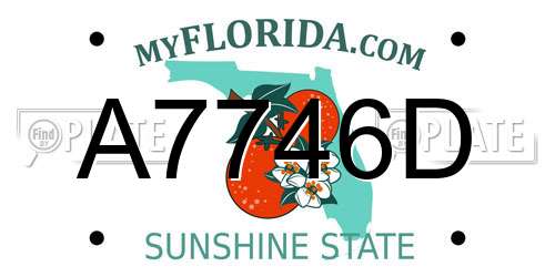 A7746D Florida License Plate