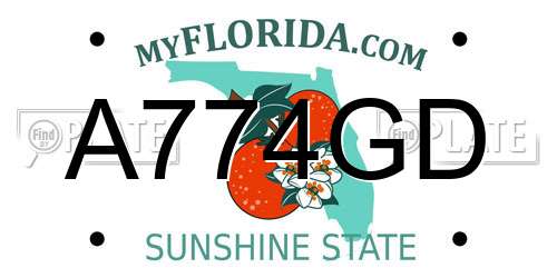 A774GD Florida License Plate