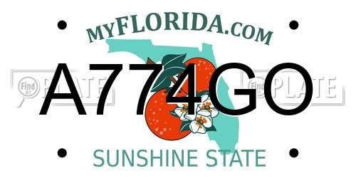 A774GO Florida License Plate