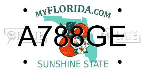 A788GE Florida License Plate