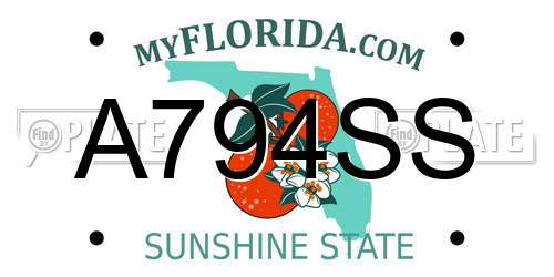 A794SS Florida License Plate
