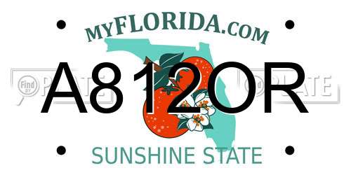 A812OR Florida License Plate