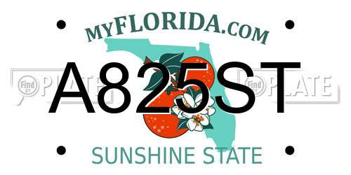 A825ST Florida License Plate