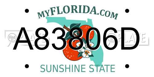 A83806D Florida License Plate
