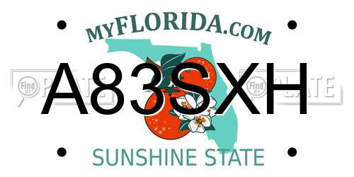 A83SXH Florida License Plate