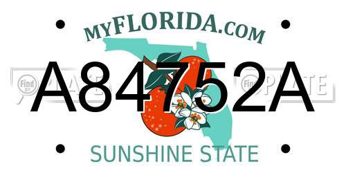 A84752A Florida License Plate