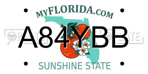 A84YBB Florida License Plate