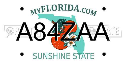 A84ZAA Florida License Plate