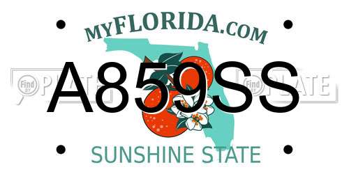 A859SS Florida License Plate