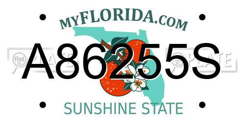 A86255S Florida License Plate
