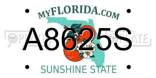 A8625S Florida License Plate