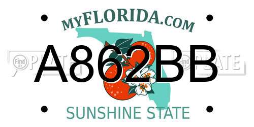 A862BB Florida License Plate