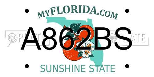 A862BS Florida License Plate